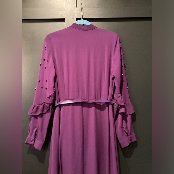 Vintage Porto Long Peplum Victorian Maxi Embellished Ruffle Dress Italian 44 M - Picture 6 of 16